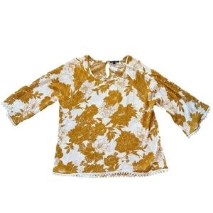 Papermoon top, yellow floral, XL